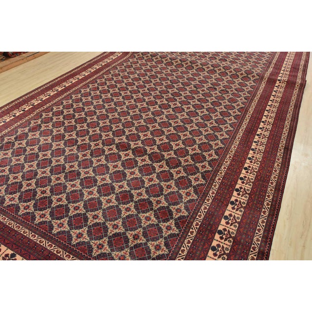 Tribal Turkmen Rug 9’10” X 19’5” Beige Wool Tribal Hand-Knotted Oriental Carpet For Sale - Image 3 of 15