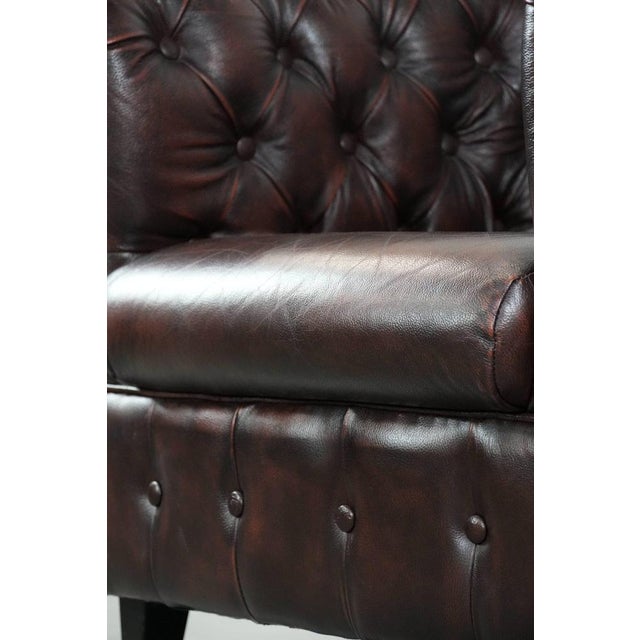 English-Style Chesterfield Club Chair in Cowhide Leather For Sale - Image 13 of 15