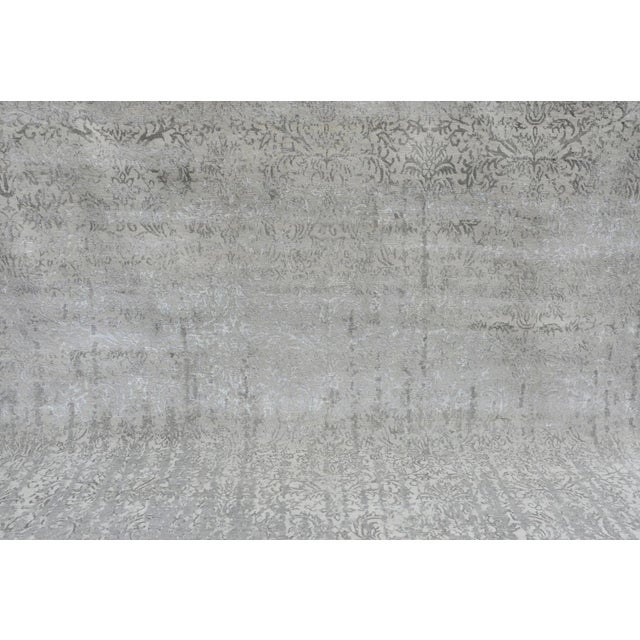 Modern Pasargad Home Transitiona Silver Vsilk & Wool Area Rug- 8' 1" X 10' 0" For Sale - Image 3 of 6