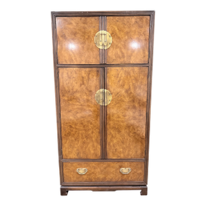 Late 20th Century Drexel Heritage Burlwood Hollywood Regency Armoire Cabinet