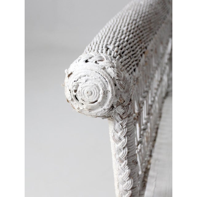 French Country Antique Early 20th Century White Wicker Loveseat For Sale - Image 3 of 15