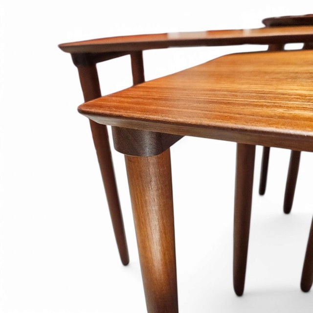 Mid 20th Century Svend Madsen Danish Teak Nesting Tables - Set of 3 For Sale - Image 10 of 12