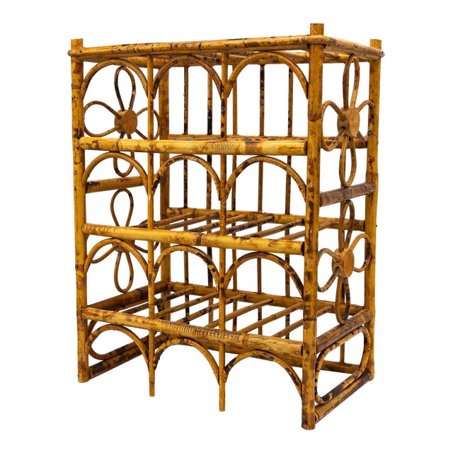 Hollywood Regency Style Faux Bamboo Wine Rack, 1970s Usa For Sale