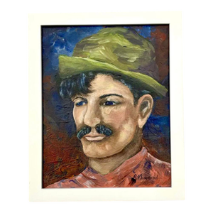 Vintage Boho Small Portrait of a Man in a White Frame