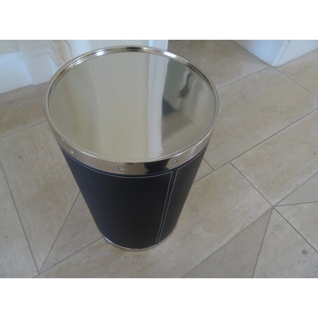 Pair of Patrick Black Leather Cylinder Drink Tables by Port 68 For Sale In Los Angeles - Image 6 of 6