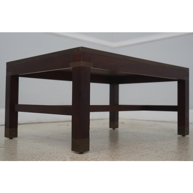 1950s Vintage World Nautical Map Campaign Mahogany Eglomise Coffee Table For Sale - Image 5 of 15