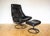 Mid-Century Norwegian Black Leather Stressless Lounge Chair and Ottoman Set from Ekornes, 1980s, Set of 2 For Sale - Image 18 of 18