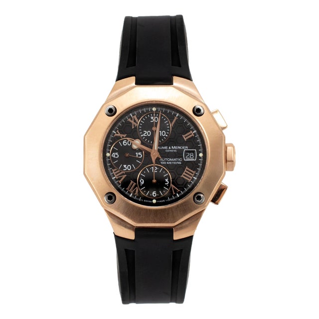 Baume Et Mercier Riviera Chronometer 43mm 65586 18k Rose Gold Automatic Watch For Sale