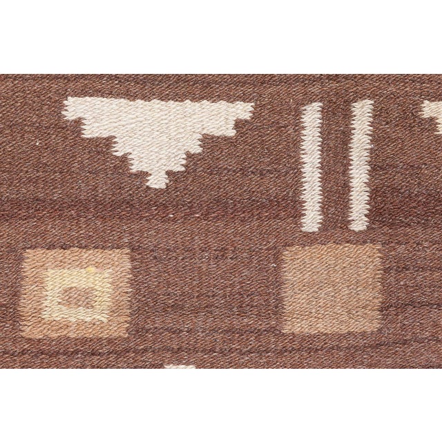 Doris Leslie Blau Mid-20th Century Finnish Brown, Beige Wool Rug For Sale - Image 4 of 10