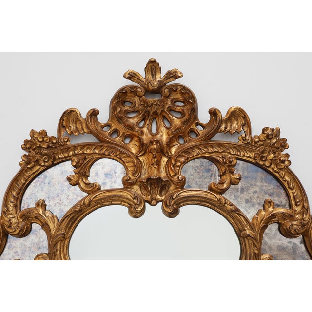 Glass Rococo Style Gilt Mirror with Marbled Glass Border from Deknudt, Belgium, 1974 For Sale - Image 7 of 16