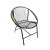 Retro ring style black finish iron outdoor chair. Fun midcentury modern round shape with teak wood insert detail on arms....