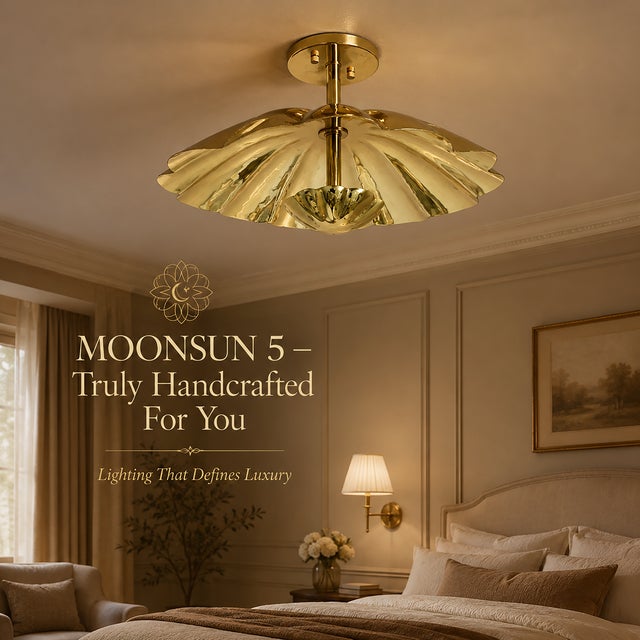 Bring timeless luxury into your home with this handcrafted polished brass scalloped ceiling light by MOONSUN 5. Designed...