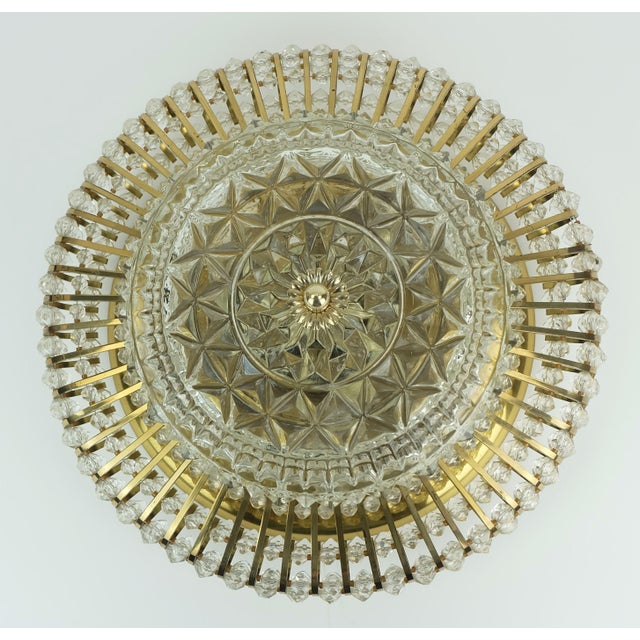 Mid-Century Hollywood Regency Ceiling Lamp in Brass and Glass, 1960s For Sale - Image 9 of 15