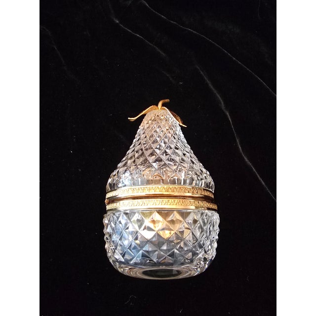 Metal Vintage Mid Century Baccarat Style Pear Jewel Box For Sale - Image 7 of 7