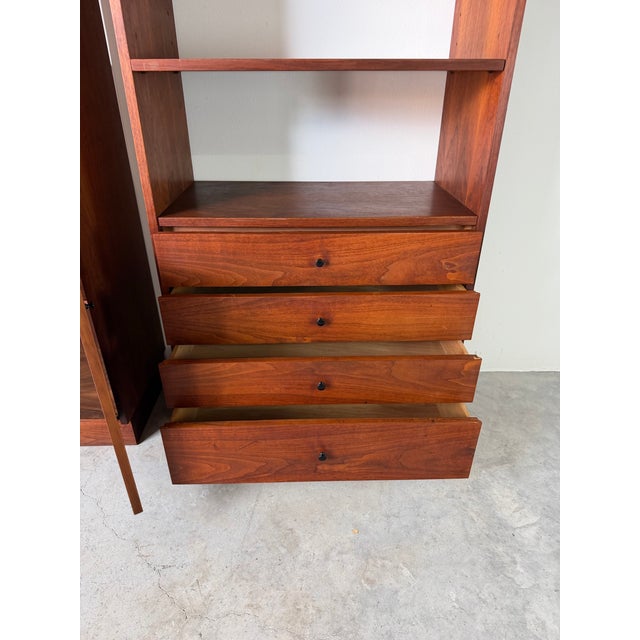 1960s Mid-Century Modern Jack Cartwright for Founders Furniture Walnut & Cane Storage Cabinets – A Pair For Sale - Image 9 of 16