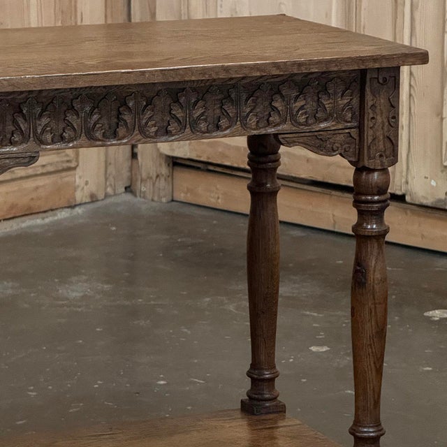 19th Century Rustic Hand Carved Oak Renaissance Revival Side Table For Sale - Image 12 of 18