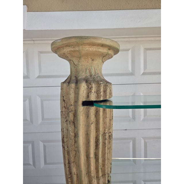 Late 20th Century Neoclassical Revival Faux Stone 4-Tier Column Shelves For Sale - Image 4 of 11