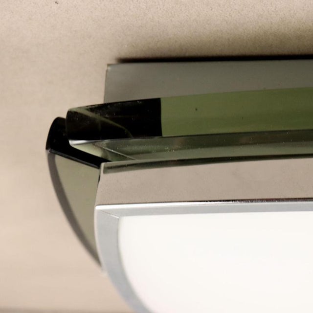 Glass and Aluminum Ceiling Light, 1970s For Sale - Image 5 of 9