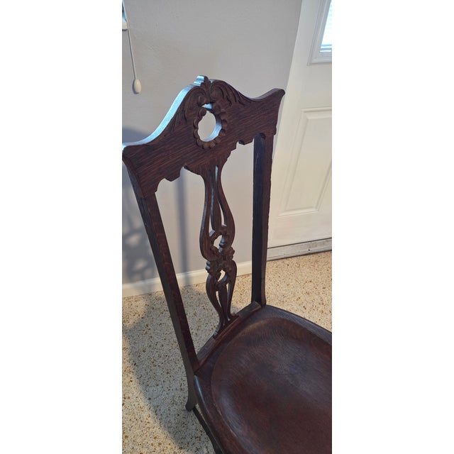 Antique Oak Accent Chair For Sale In Tampa - Image 6 of 8