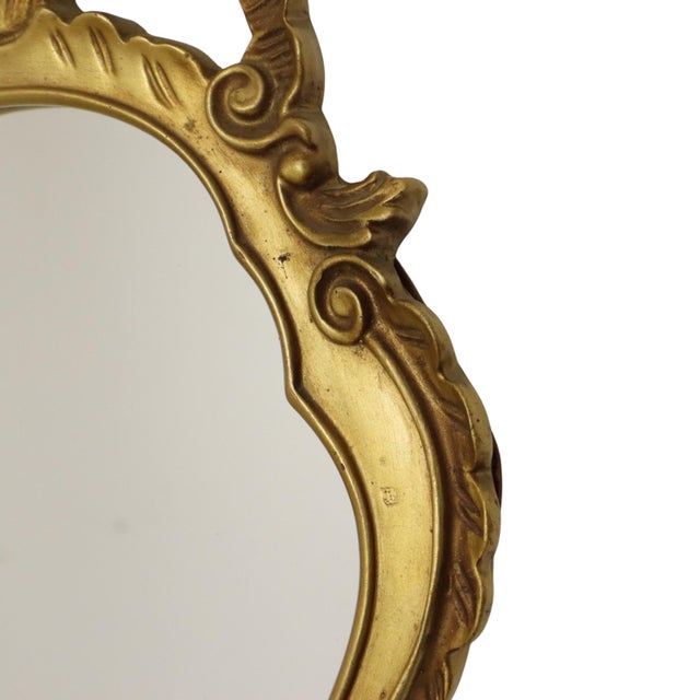 Glass French Baroque Gold-Leaf Gilded Mirror with Crest For Sale - Image 7 of 15