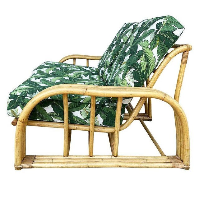 Restored Rattan 3-Strand Sectional Settee Sofa by Paul Laszlo for Ficks Reed For Sale - Image 4 of 12