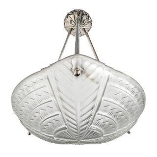 French Art Deco Pendant Chandelier by Noverdy For Sale