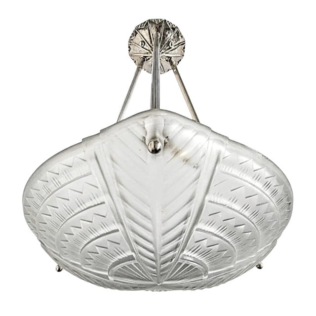 French Art Deco Pendant Chandelier by Noverdy For Sale
