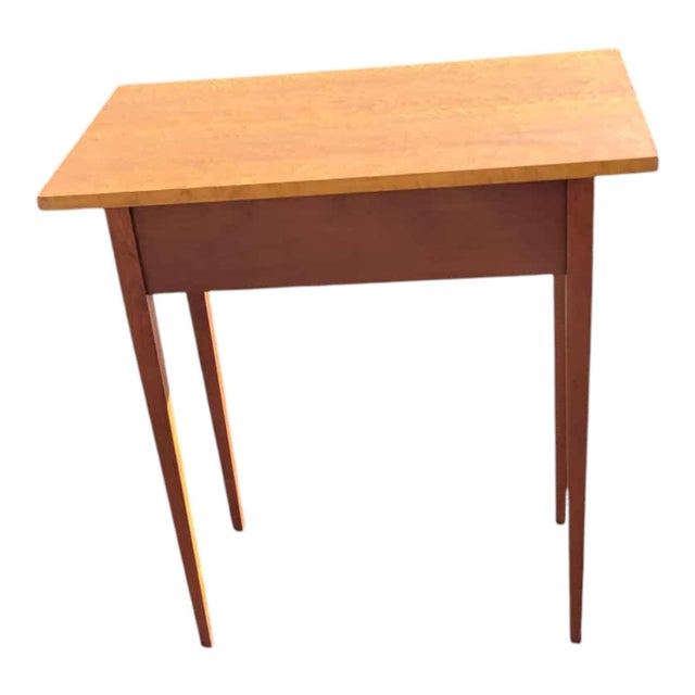 Vintage 1970s Birdseye Maple Shaker Style Hall Table W/ Drawer – Solid Wood For Sale - Image 12 of 18