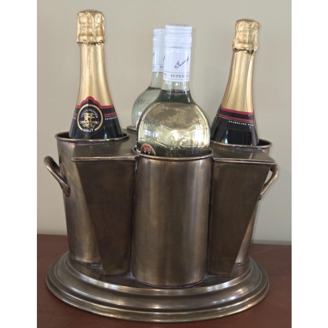 Metal Mid 20th Century 4 Bottle Wine Chiller With Ice Bucket For Sale - Image 7 of 7