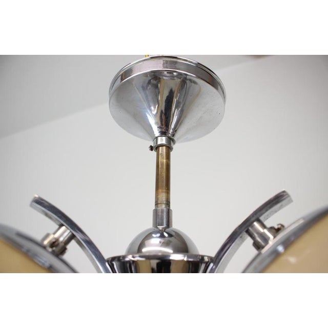 Silver Art Deco 3-Flamming Chandelier, 1930s For Sale - Image 8 of 15