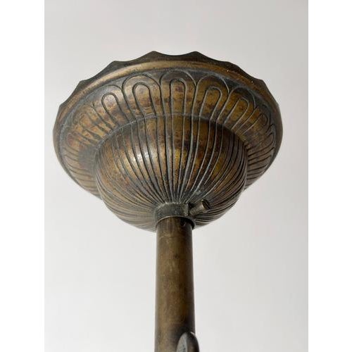 Antique Renaissance Revival Bronze and Alabaster Chandelier with Serpent Details, 1900 For Sale - Image 10 of 18