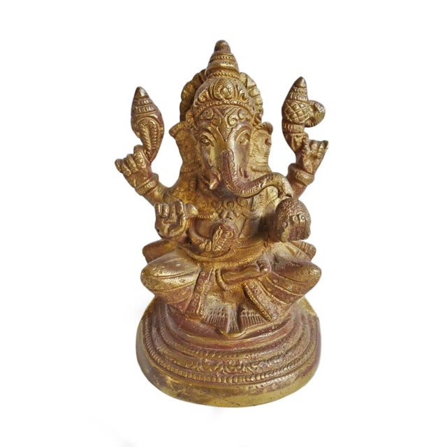 Vintage Brass Small Ganesha Figure For Sale - Image 4 of 4