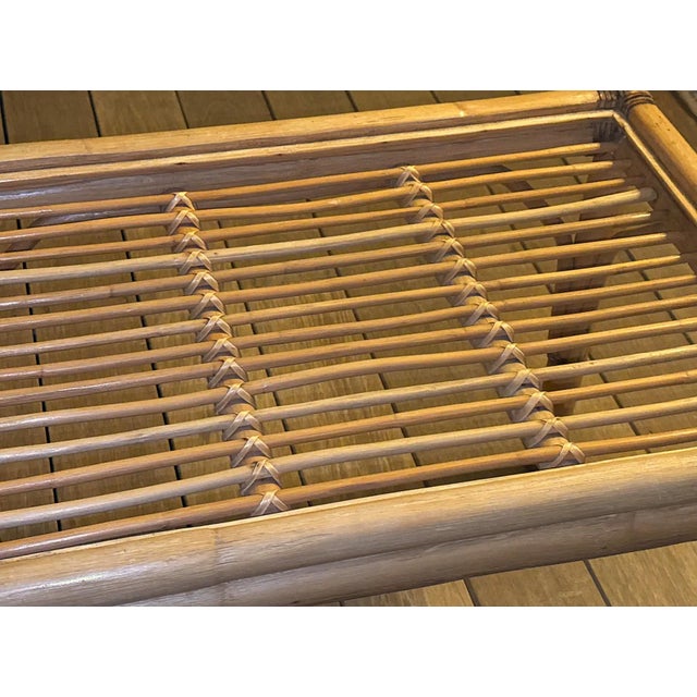 Ficks Reed Vintage Rattan Bamboo Glass Top Table For Sale - Image 4 of 8