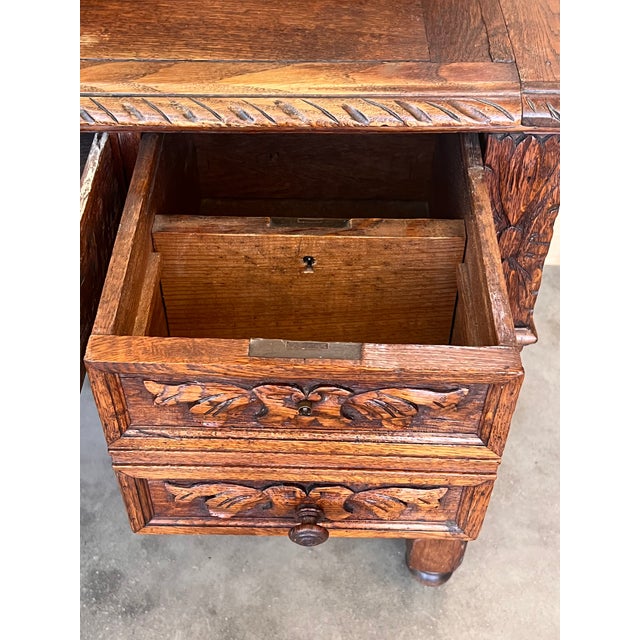 Wood Antique Spanish Oak Desk, 1900 For Sale - Image 7 of 10