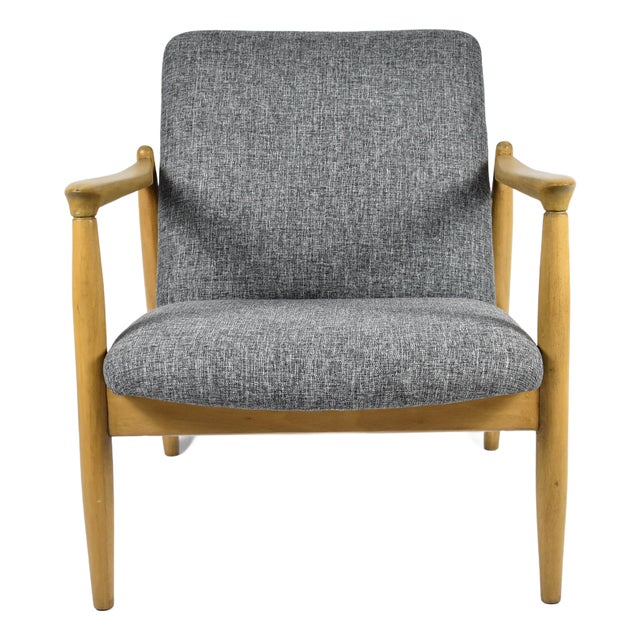 Vintage Grey Fabric Armchair by E. Homma, 1960s For Sale