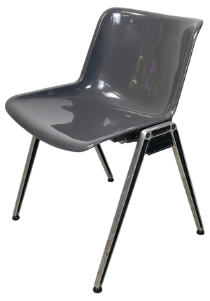 Italian Modern Modus SM 203 Chair in Gray Plastic and Aluminum attributed to Borsani Tecno, 1980s