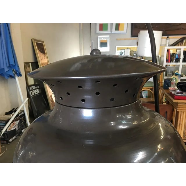 Large Octagon Bronze 4 Light Lantern Chandelier W/ Handle For Sale In Los Angeles - Image 6 of 11