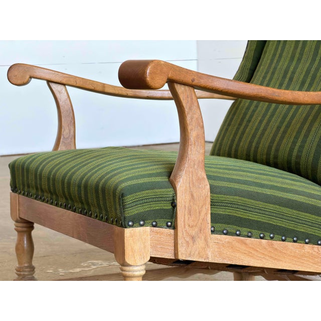 Scandinavian Oak Wingback Lounge Chairs in Striped Wool, 1940s, Set of 2 For Sale - Image 12 of 13