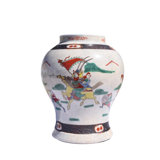Chinese Wucai Warrior Jar For Sale - Image 4 of 13