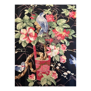 Floral Chintz Cotton Upholstery Fabric- 5 1/3 Yards For Sale