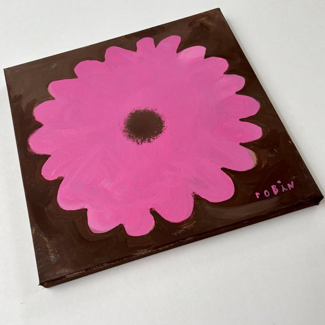 Pop Art Flower Fourteen. Small Painting by Robin Zingone. For Sale - Image 3 of 3