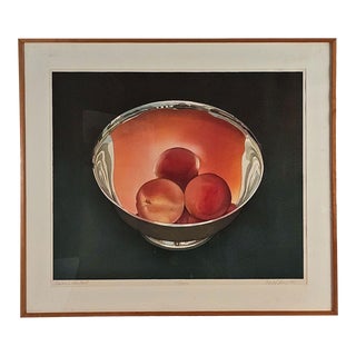 "Peaches in Silver Bowl" by Mark Adams, u.s.a., 1993 For Sale