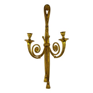 Large Bronze Wall Candle Sconce, France, 1950s For Sale