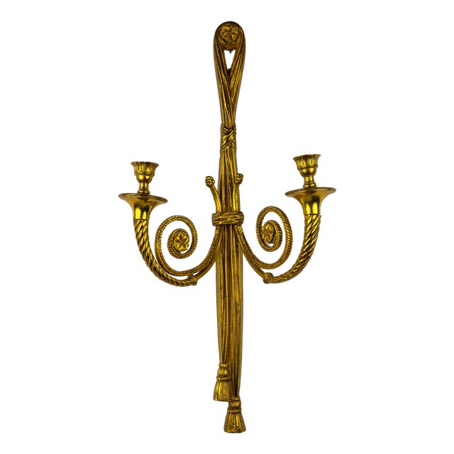 Large Bronze Wall Candle Sconce, France, 1950s For Sale