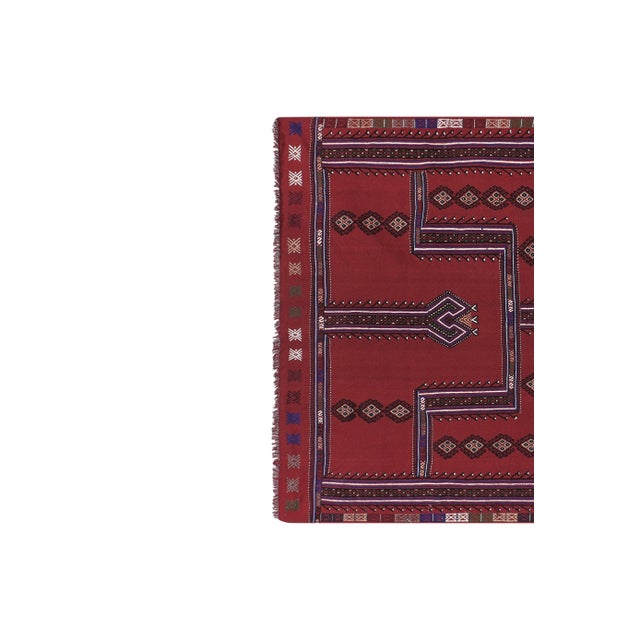 Kilim Cicim Embroidered Karapinar 4'7'' X 7'9'' For Sale - Image 4 of 12