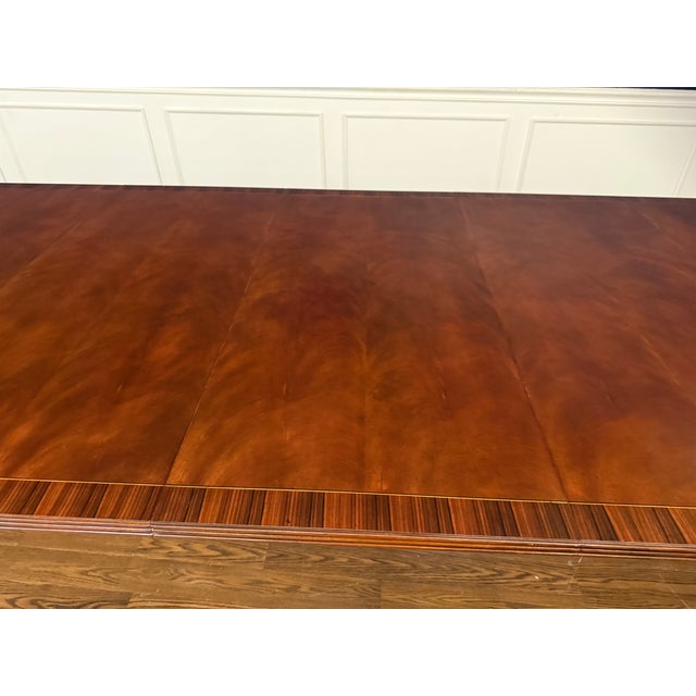 Leighton Hall Furniture Traditional Banded Georgian Style Mahogany Dining Table by Leighton Hall - Showroom Sample For Sale - Image 4 of 14