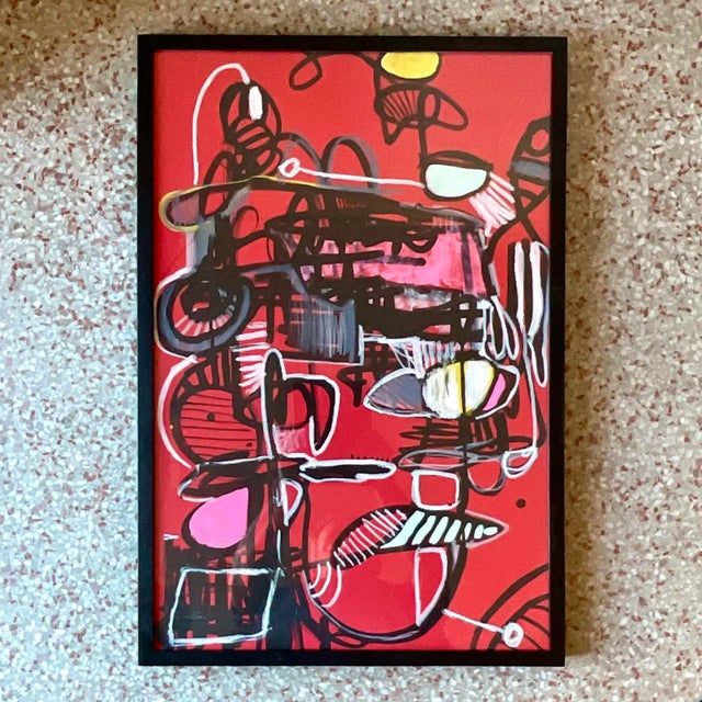 Vintage Abstract Signed Original Oil on Paper For Sale - Image 4 of 13
