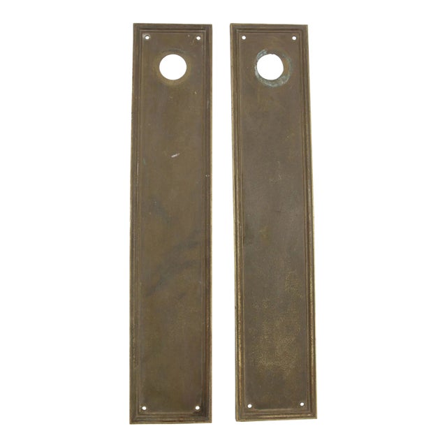 Pair of Mid 20th Century Bronze Yale Entry Door Push Plates For Sale