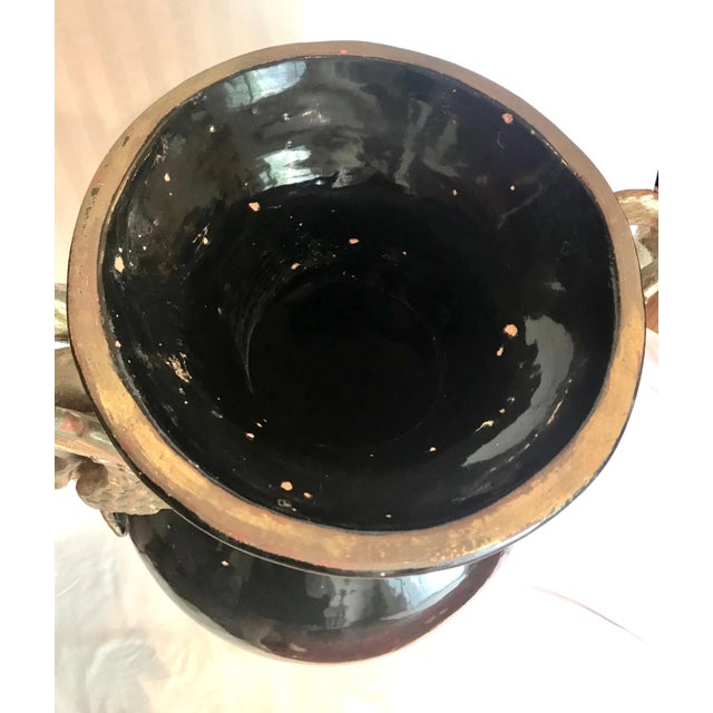 19th Century French Monumental Terracotta Cobalt Blue Glazed Vase For Sale - Image 9 of 13