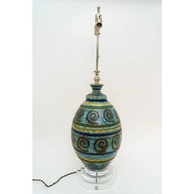 Terracotta Table Lamp 40" H Artisan Glazed Midcentury For Sale In Miami - Image 6 of 10